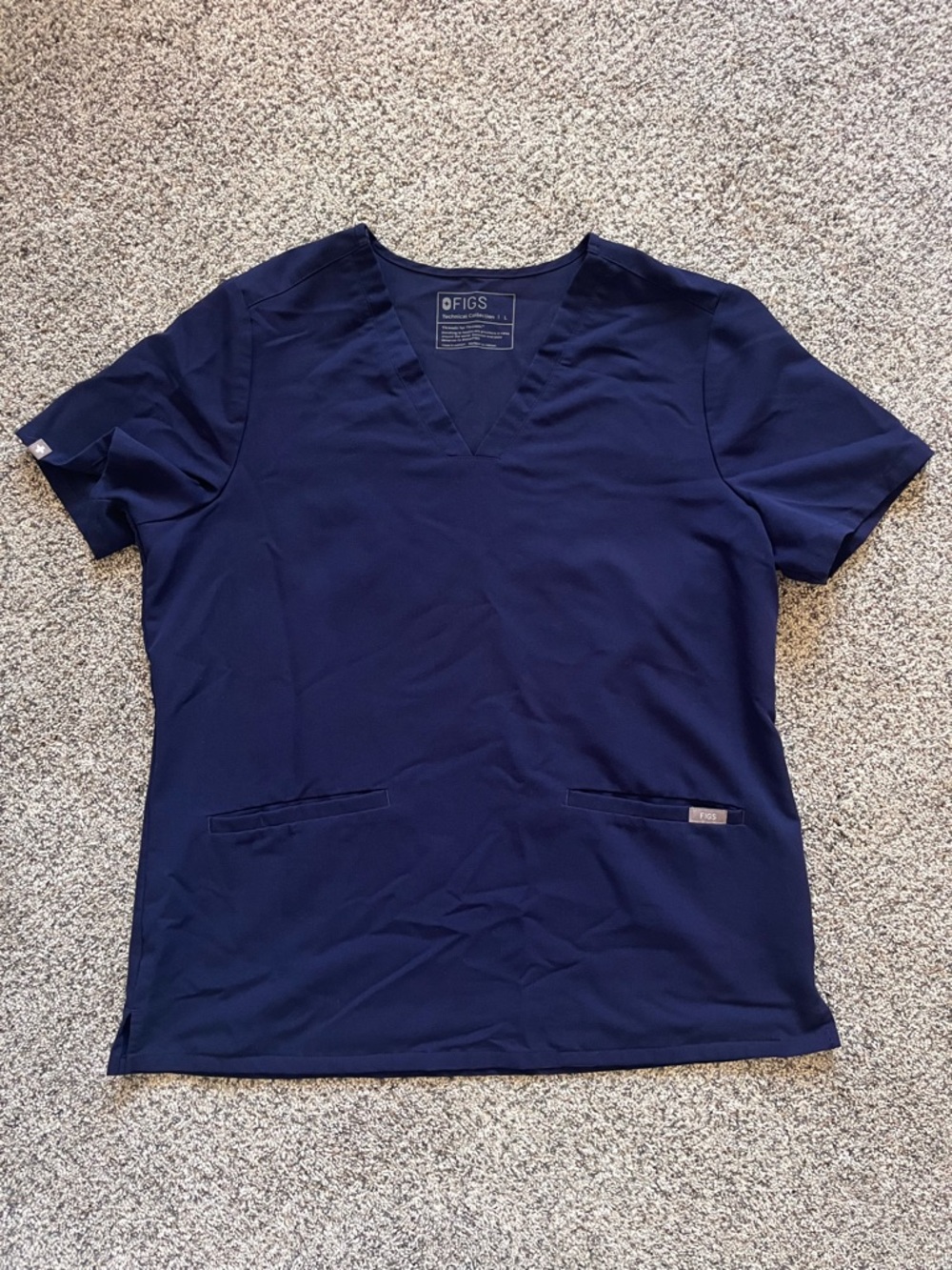 FIGS Scrubs Women’s Casma Top Size Large Livingston Pants Size Large Petite Navy - Picture 2 of 16